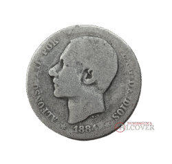 ALFONSO XII 1 Peseta 1884 plata BC-
