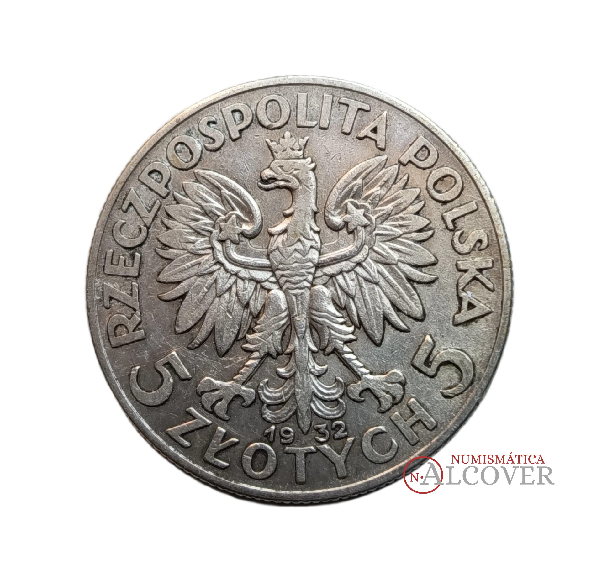 POLONIA 5 Zlotych 1932 Reina Jadwiga plata - Imagen 2