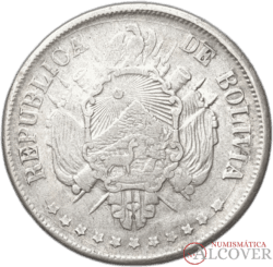 BOLIVIA República 1 boliviano 1871 Potosí FP KM# 155.3 MBC+