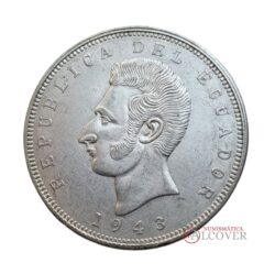 ECUADOR 5 Sucres 1943 plata km#79 EBC