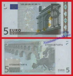 ESPAÑA 5 Euros 2002 Firma Trichet serie M008 Pick 8v SC