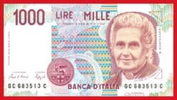 ITALIA 1000 Liras 1990 Montessori Pick 114a SC