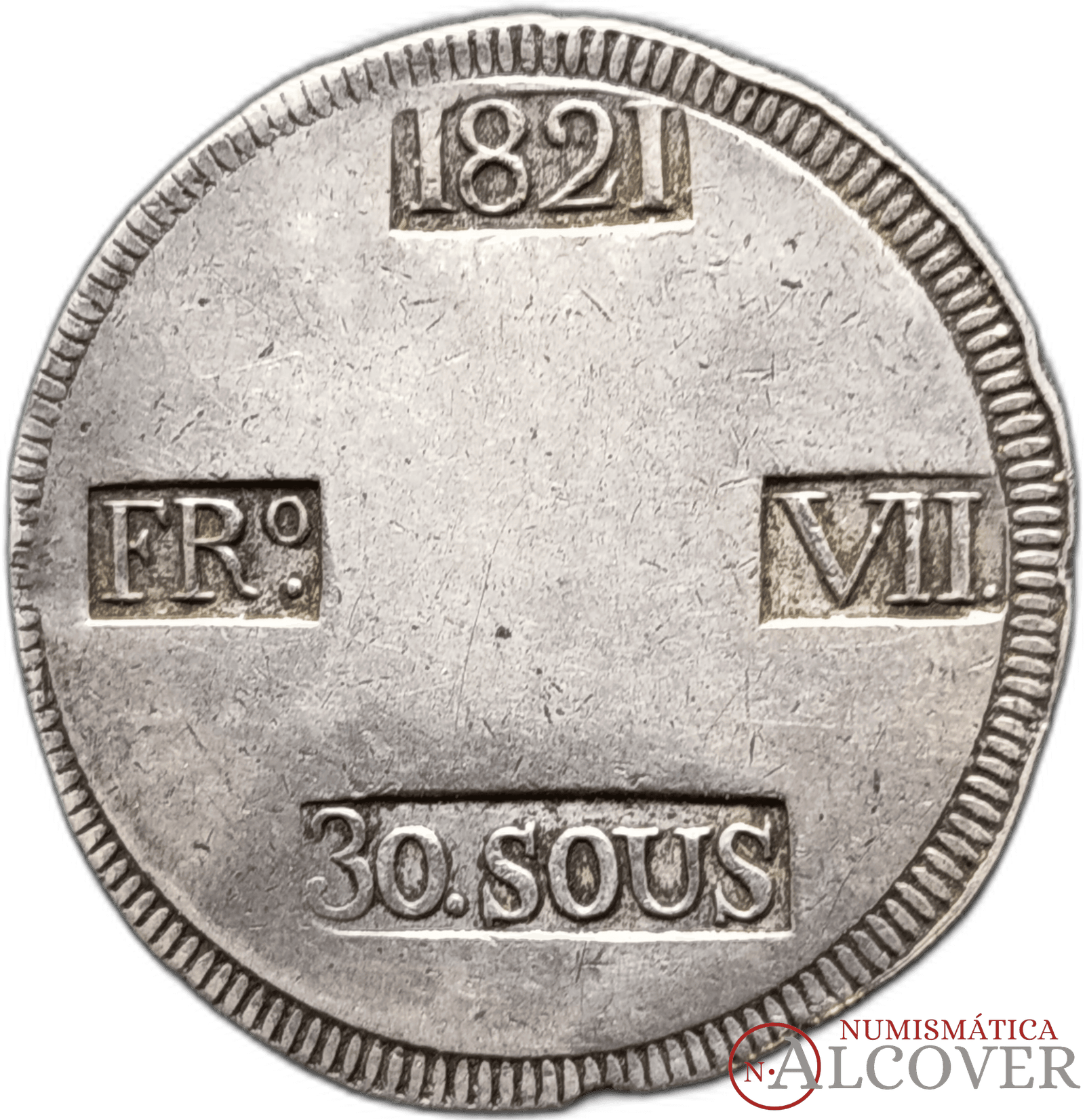 ESPAÑA Fernando VII 30 Sous 1821 Mallorca C# L53.1 BC+