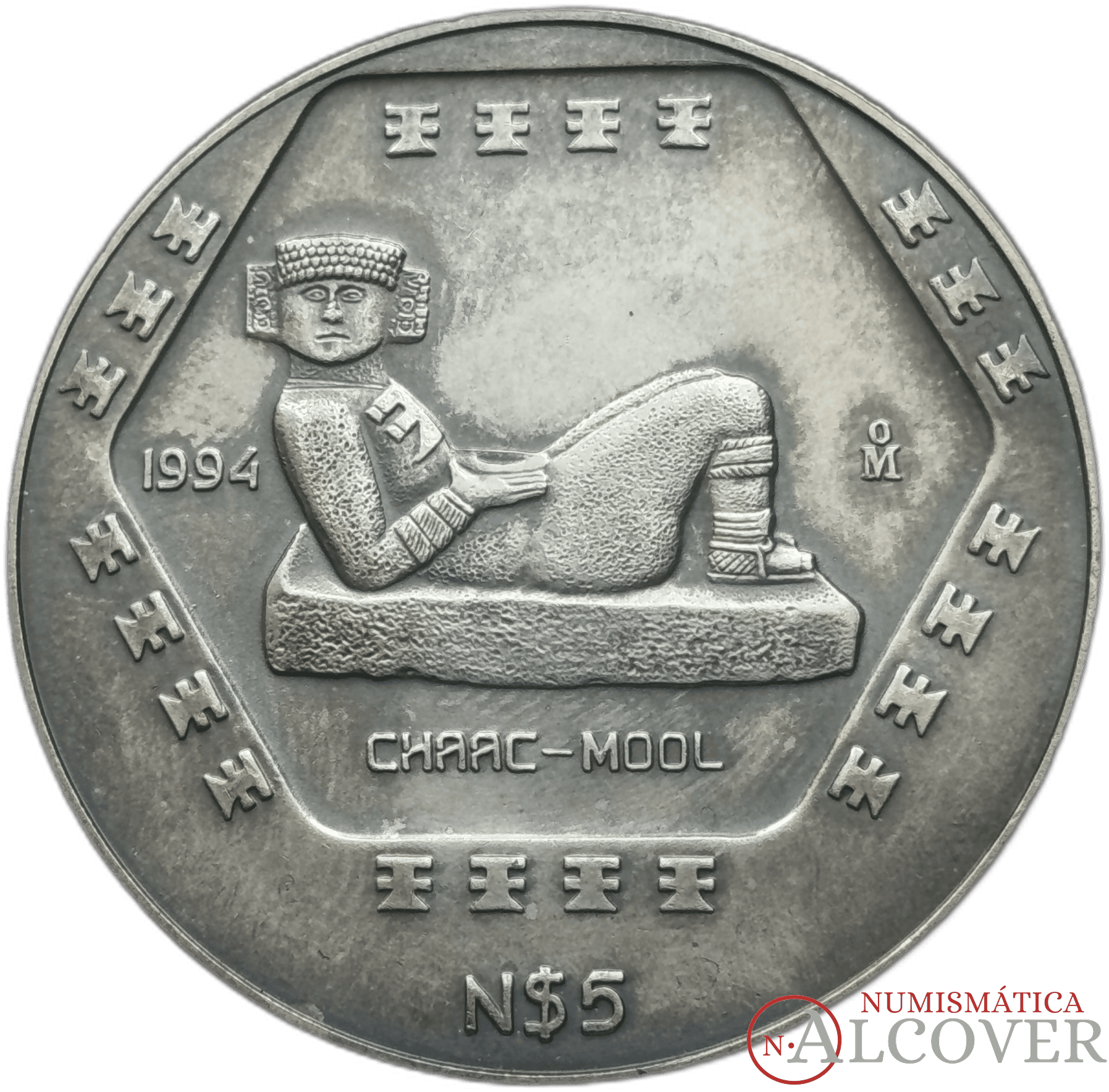 MÉXICO Estados Unidos Mexicanos 5 nuevos pesos 1994 Chac-Mool 1 oz. KM# 574 SC-