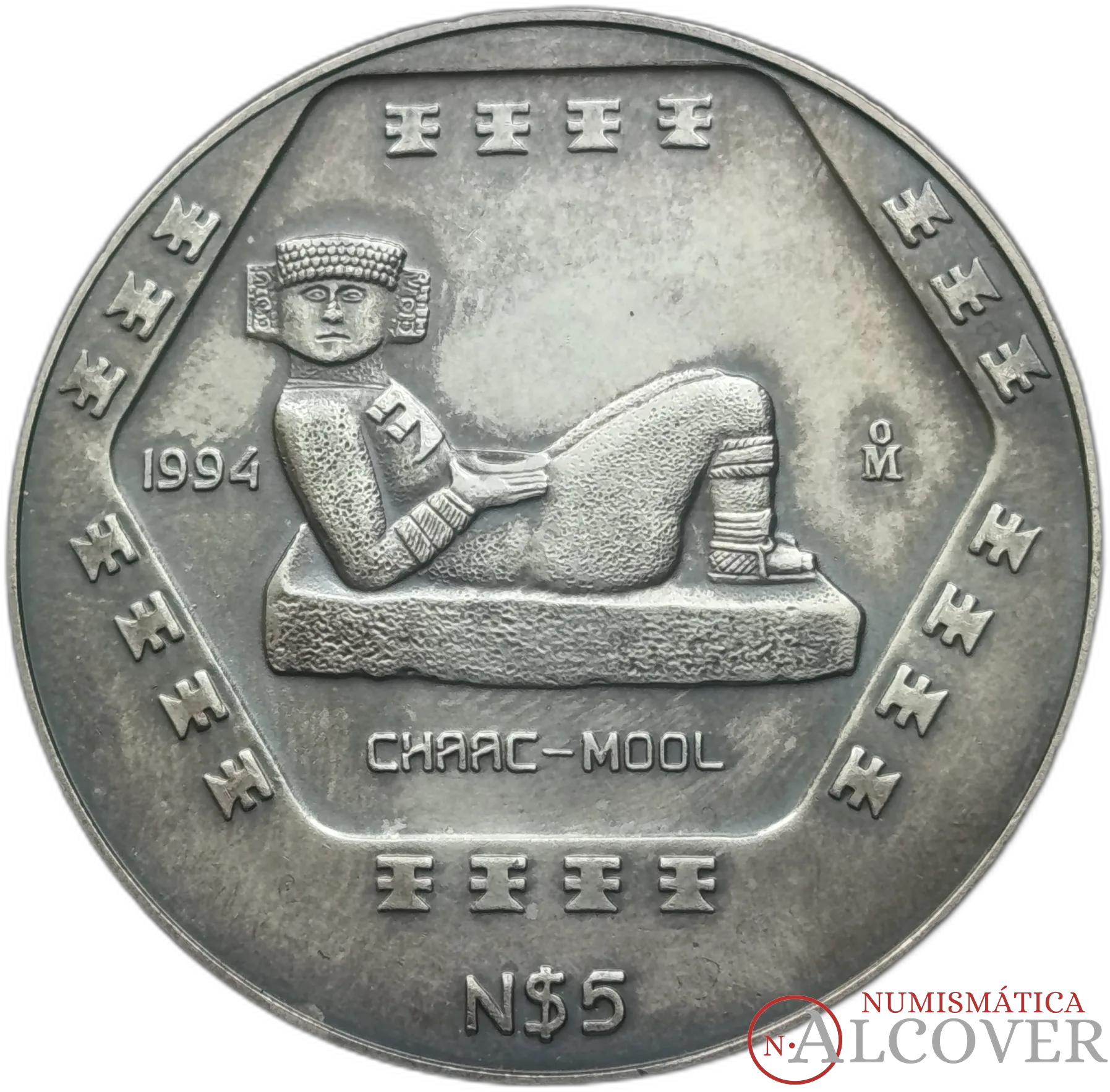 MÉXICO Estados Unidos Mexicanos 5 nuevos pesos 1994 Chac-Mool 1 oz. KM# 574 SC-