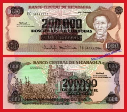 NICARAGUA 200000 Córdobas sobre 1000 1985 Pick 162 SC