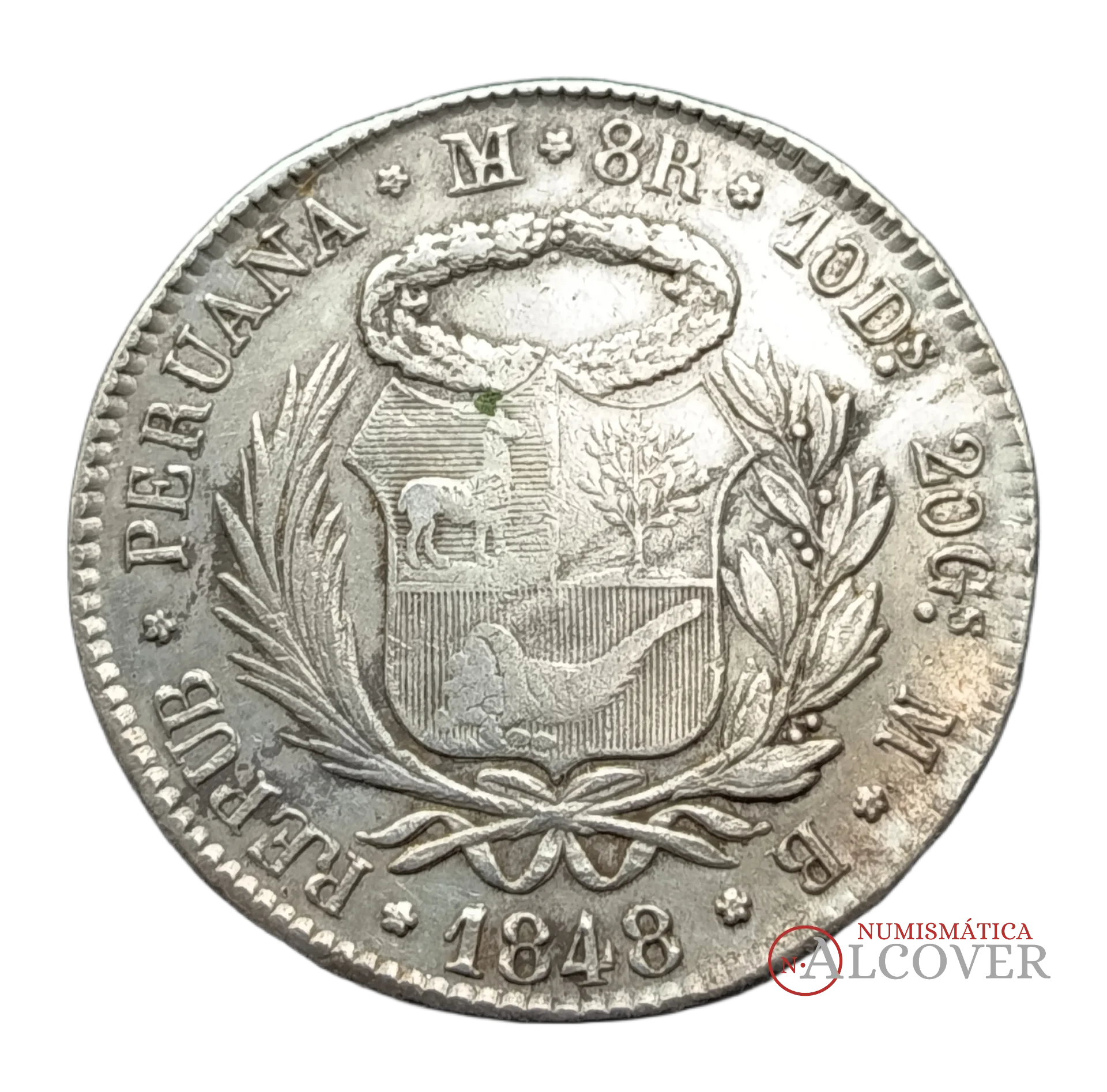 PERÚ República 8 reales 1848 Lima MB KM# 142 MBC+/EBC- - Imagen 2