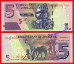 ZIMBABUE 5 Dólares bono 2016 (2017) Pick 100 Serie AA SC