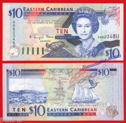 ANGUILLA EAST CARIBBEAN STATES 10 Dollars dolares 1994 Pick 32u  SC / UNC