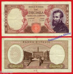ITALIA 10000 lire liras 1962 1970 Pick 97e  BC /  F