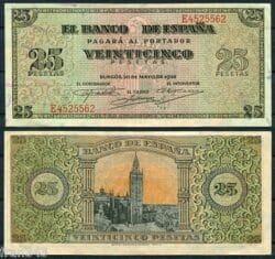 ESPAÑA 25 Pesetas 1938 Burgos  Pick 111 EBC