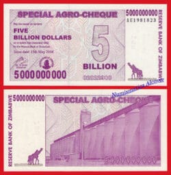 ZIMBABWE AGRO-CHEQUE 5 Billones de dólares de 2008 Pick 61  SC / UNC