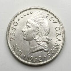 REPÚBLICA DOMINICANA 1 Peso 1952 Plata SC-