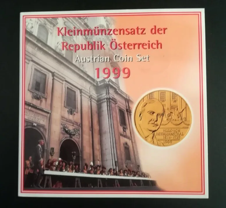 AUSTRIA cartera monedas pre-euro 10 50 groschen, 1 5 10 20 shilling 1999 UNC