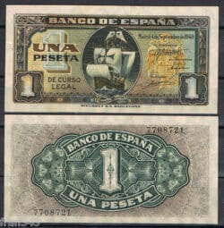 1 PESETA SEPTIEMBRE 1940 CARABELA Sin Serie  SC-  AUNC   SPAIN Pick 122