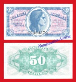 REPUBLICA ESPAÑOLA 50 Céntimos 1937 SERIE C - SC /  UNC