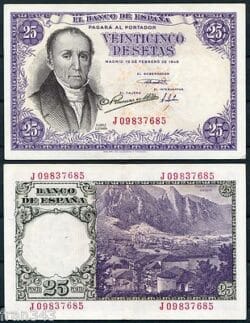ESPAÑA 25 Pesetas 1946 Florez Estrada Pick 130 EBC