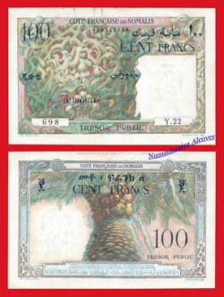 DJIBOUTI SOMALILANDIA FRANCESA 100 Francos 1952  Pick 26 EBC-
