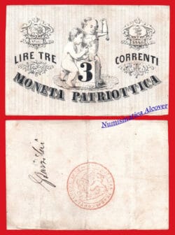 ITALIA VENECIA Moneda patriótica 3 liras 1848 Pick S187 BC