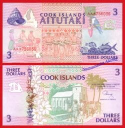 COOK ISLAS 3 Dollars dolares 1992 AAA Pick 7  SC / UNC