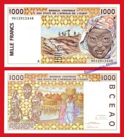 COSTA DE MARFIL Estados de África del Oeste 1000 Francos 1996 Pick 111Af  SC