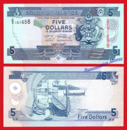 SALOMON SOLOMON ISLANDS 5 Dollars dolares 2004-2009 SIGN 9 Pick 26  SC / UNC