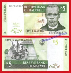 MALAWI 5 Kwacha 2005 Pick 36c  SC / UNC