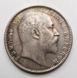 INDIA BRITANICA EDUARDO VII 1 Rupia 1903 Plata km#508