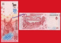 ARGENTINA 20 Pesos 2017 Guanaco Serie A Pick 361a  SC / UNC