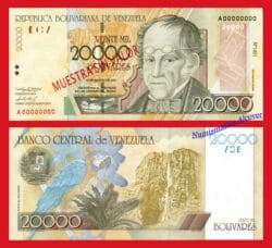 VENEZUELA 20000 Bolivares 2001 ESPECIMEN Pick 86as  SC / UNC