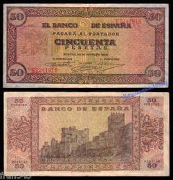 50 PESETAS 1938 Burgos BC  / SPAIN Pick 112 F