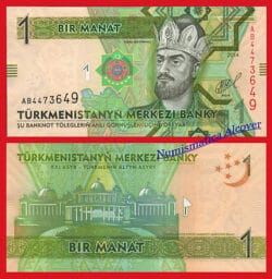 TURKMENISTAN 1 Manat 2014 Pick 29b Serial AB SC  / UNC