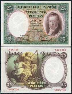 ESÀÁ 25 Pesetas 1931 Vicente Lopez Pick 81 SC