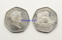 GIBRALTAR 50 Pence peniques 2018 Santa Claus SC