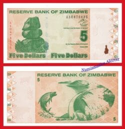 ZIMBABWE ZIMBAUE 5 Dólares 2009 Pick 93  SC