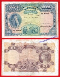 PORTUGAL 10 Escudos 1920 Pick 117 BC