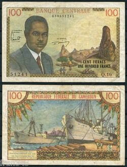 CAMERÚN 100 Francos 1962  Pick 10  BC+
