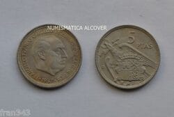 MONEDA de 5 pesetas 1957  *61 Franco PLUS flojo  SC