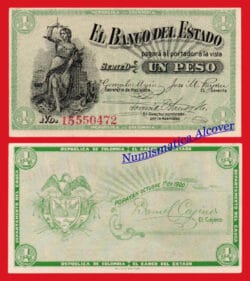 COLOMBIA BANCO DEL ESTADO 1 Peso 1900  Pick S504 SC-