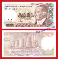 TURQUÍA 5000 Liras turcas 1970 1990 Pick 198 SC