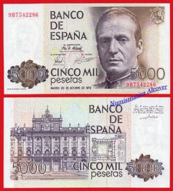 ESPAÑA SPAIN 5000 Pesetas 1979 Serie 9B Pick 160 Replacement  SC / UNC