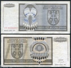 BOSNIA HERZEGOVINA 5000000 Dinara 1993 Pick 143 MBC
