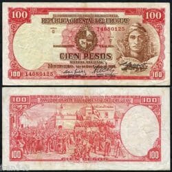 URUGUAY 100 Pesos 1939 (1967) Pick 43a BC