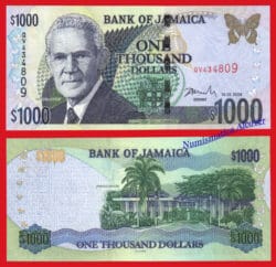 JAMAICA 1000 Dollars dolares 2008 Pick 86f SC / UNC