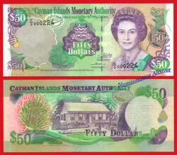 CAIMAN ISLAS CAYMAN 50 Dollars dolares 2002 2003 Low number Pick 32b  SC / UNC