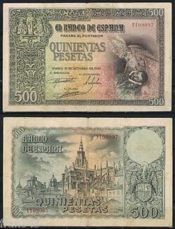 500 PESETAS 1940 CONDE ORGAZ Serie 1109097 P.125   MBC  VF