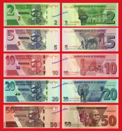 ZIMBABUE Serie 2 5 10 20 & 50 Dólares 2019 2020 Pick nuevo SC