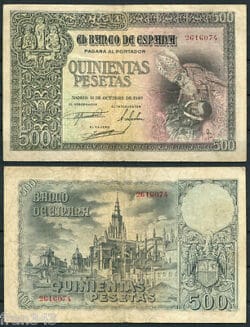 500 pesetas Octubre año 1940  Entierro Del Conde Orgaz MBC  SPAIN Pick 124 a  VF