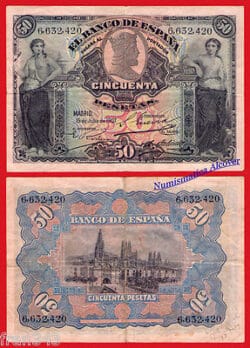 Billete 50 pesetas 1907 Pick 63a MBC