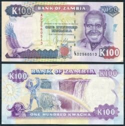ZAMBIA 100 Kwacha 1991   Pick 34   SC  /  UNC